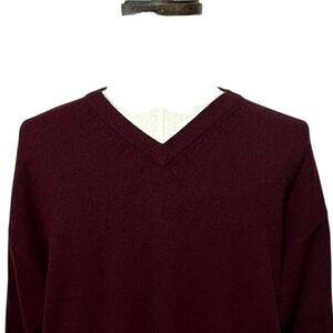 Vintage Pendleton Sweater Mens XXL Burgundy Wool V-Neck Pullover Knit Solid